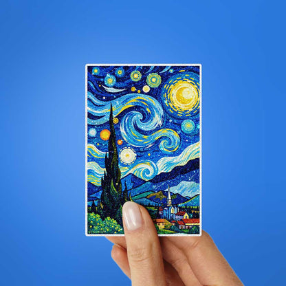 Swirling Night Sky Art Glitter Sticker