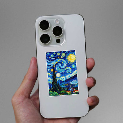 Swirling Night Sky Art Glitter Sticker