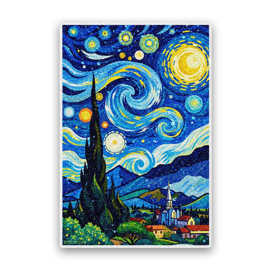 Swirling Night Sky Art Glitter Sticker