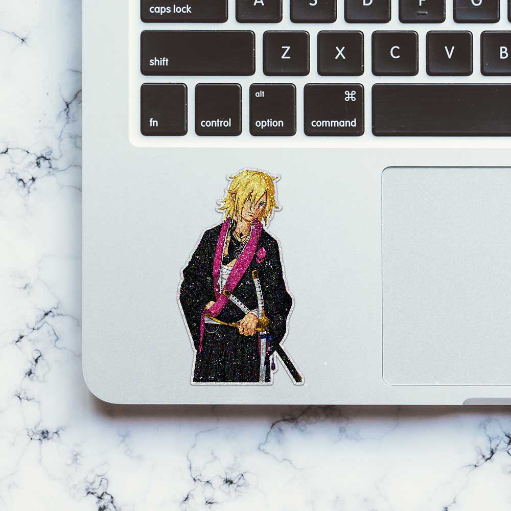 Warrior With Katana Glitter Sticker