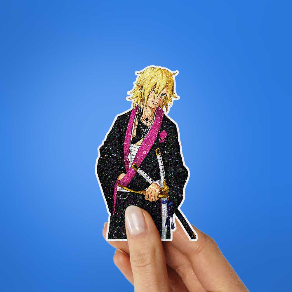 Warrior With Katana Glitter Sticker