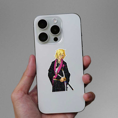 Warrior With Katana Glitter Sticker
