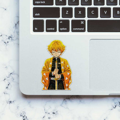 Yellow Haired Swordsman Glitter Sticker