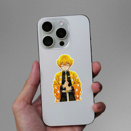 Yellow Haired Swordsman Glitter Sticker