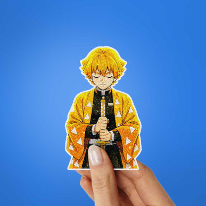 Yellow Haired Swordsman Glitter Sticker